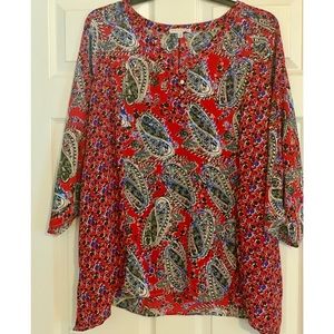 Paisley Print 3/4 Sleeve blouse!